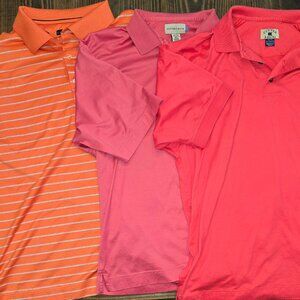 Lot of 3 Cutter & Buck Golf Polo Shirts - Men's XL Cotton Orange Rose Salmon